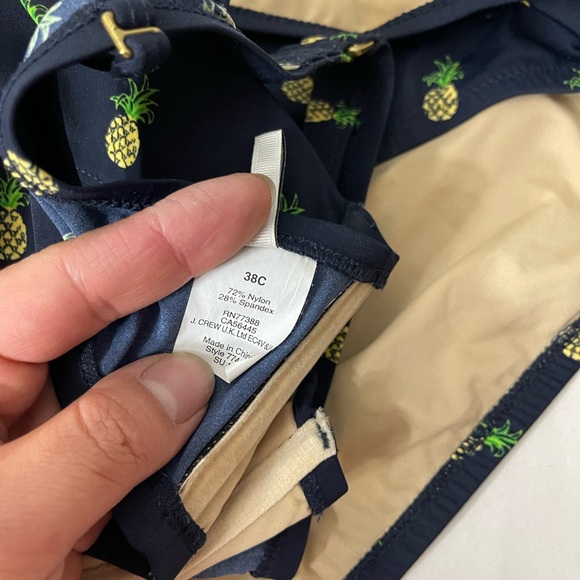 J. Crew Women's Pineapple Bikini Bra 38C + Bottom XL Swimwear Beach Vacay - Picture 7 of 8